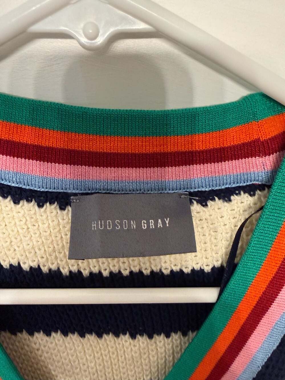 Hudson Gray Striped Button-Front Cardigan Sweater - Picture 2 of 3